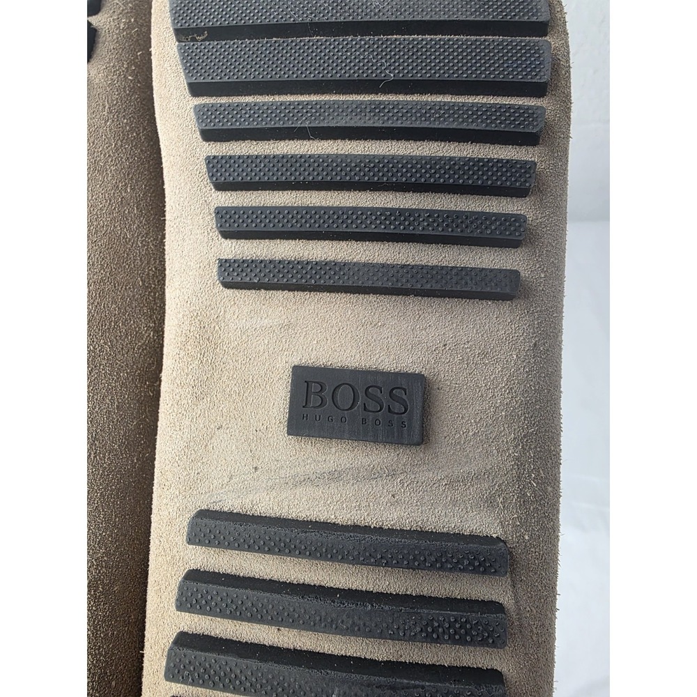 Hugo Boss Driving Loafer Shoes Men's 41/US 8 Taupe Suede Metal Logo Made In Ital - Picture 10 of 11